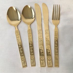 5 pieces of stainless steel gold silverware from Japan